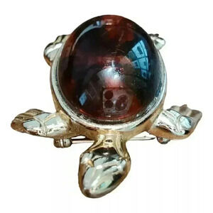 Vintage Trifari Tortoise Shell Turtle Brooch - Faux Lucite Pin - HTF Collectible